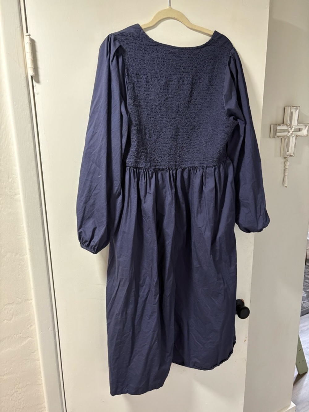 Old Navy Navy Smocked Long Sleeve Midi Dress - Picture 4 of 4